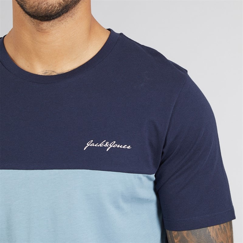 JACK & JONES Herren Trip T Shirt Und Shorts Set Navy Blazer - Bild 3