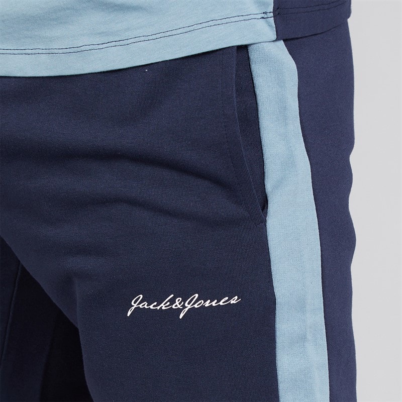 JACK & JONES Herren Trip T Shirt Und Shorts Set Navy Blazer - Bild 5