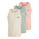 JACK & JONES Heren Jeff Orion Drie Pak Tanktops Iceberg Groen / Koraal Amandel / Maanstraal