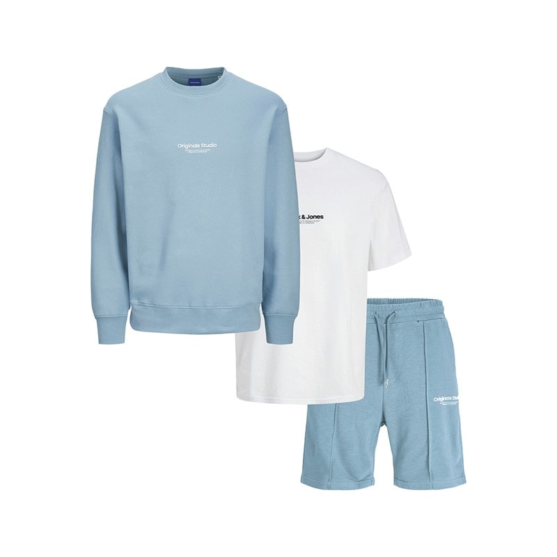 JACK & JONES Jongens Vesterbr Sweatshirt T Shirt en Shorts Co Ord Set Mountain Spring