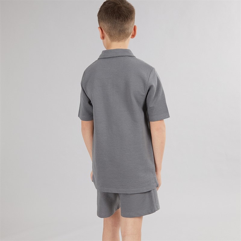 JACK & JONES Jongens Basis Rits Polo En Shorts Co Ord Set Castlerock - Afbeelding 2
