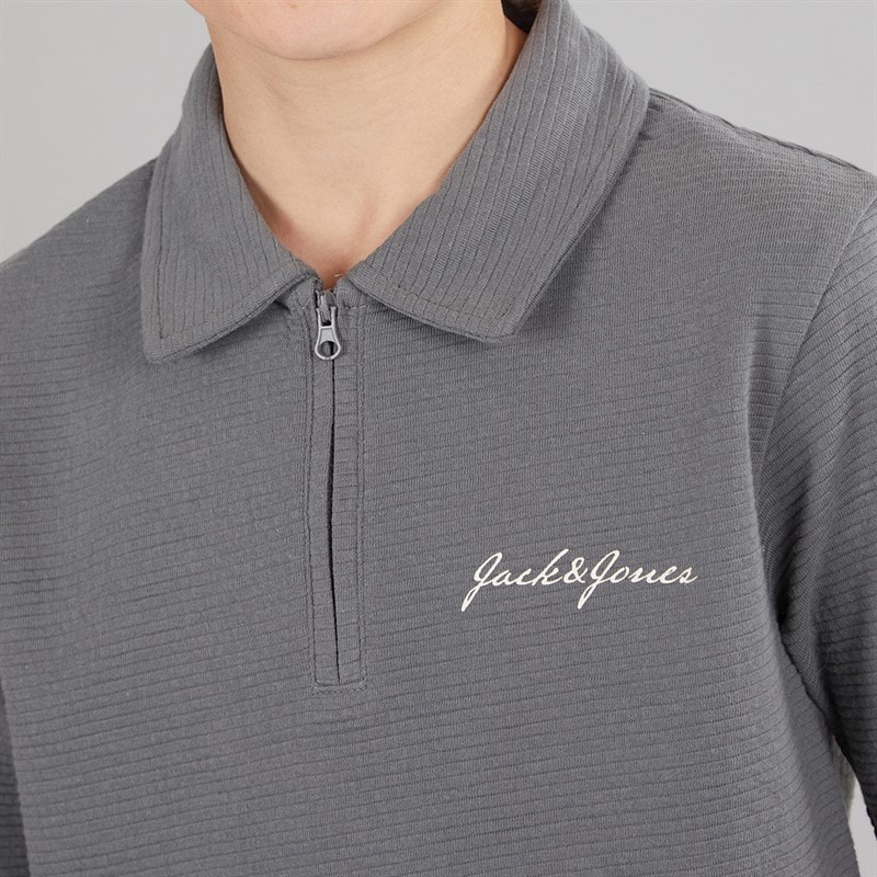JACK & JONES Jongens Basis Rits Polo En Shorts Co Ord Set Castlerock - Afbeelding 3