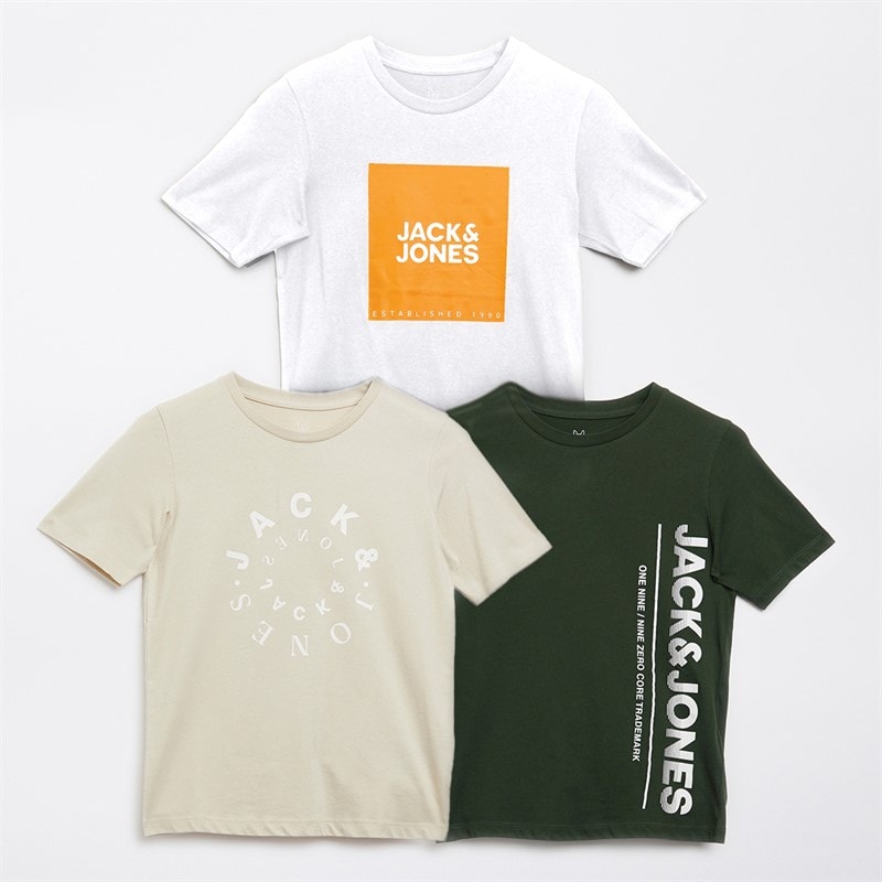 JACK & JONES Jongens Driepack Jason T-Shirts Zwart - Afbeelding 1