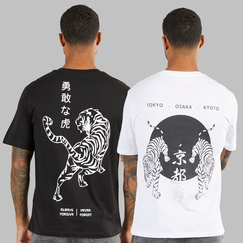 JACK & JONES T-shirts Homme coupe décontractée imprimé dos Pacquet Double Noir/blanc - Image 3