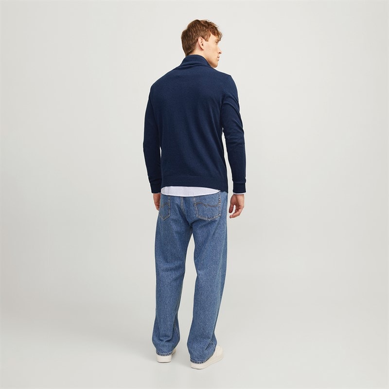 JACK & JONES Heren Emil Knit 1 / 2 Rits Trui Navy - Afbeelding 2