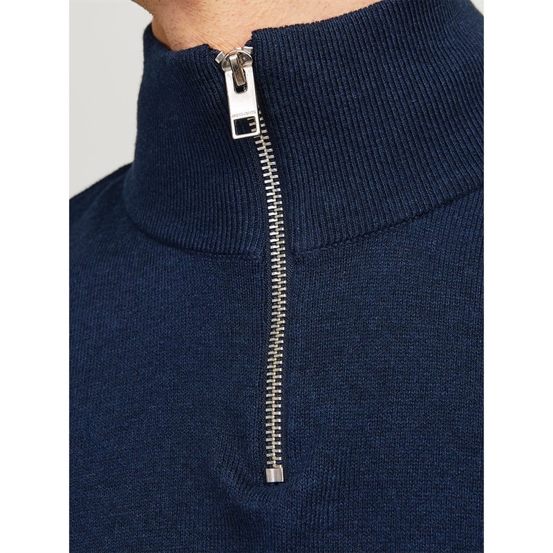 JACK & JONES Heren Emil Knit 1 / 2 Rits Trui Navy - Afbeelding 5