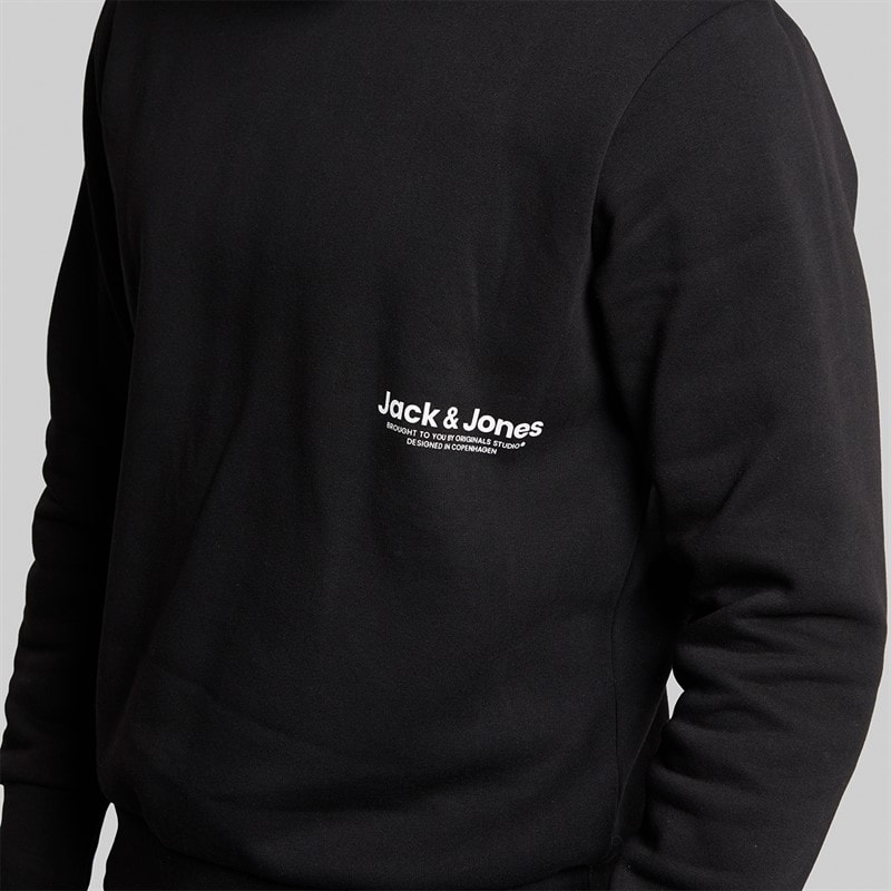 JACK & JONES Heren Vesterbro Side Sweatshirt Zwart/Wit - Afbeelding 3