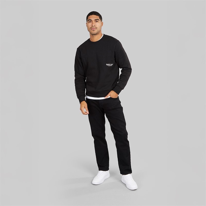 JACK & JONES Heren Vesterbro Side Sweatshirt Zwart/Wit - Afbeelding 4