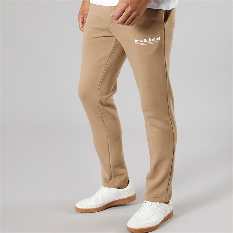 JACK & JONES Heren Vesterbro offene Saum Jogginghose Silver Mink/Wit - Afbeelding 1