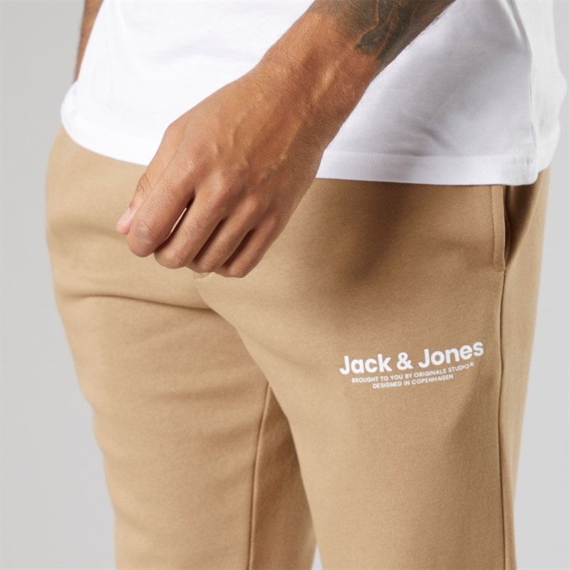 JACK & JONES Herren Vesterbro Jogginghose mit offenem Saum Silver Mink/Weiß - Bild 3