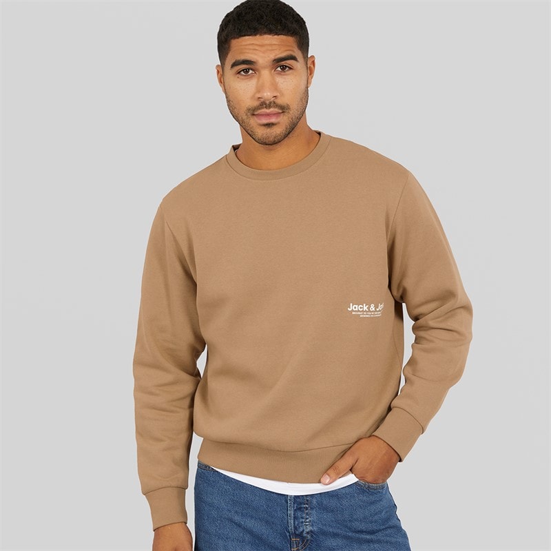 JACK & JONES Heren Vesterbro Side Sweatshirt Zilver Mink/Wit