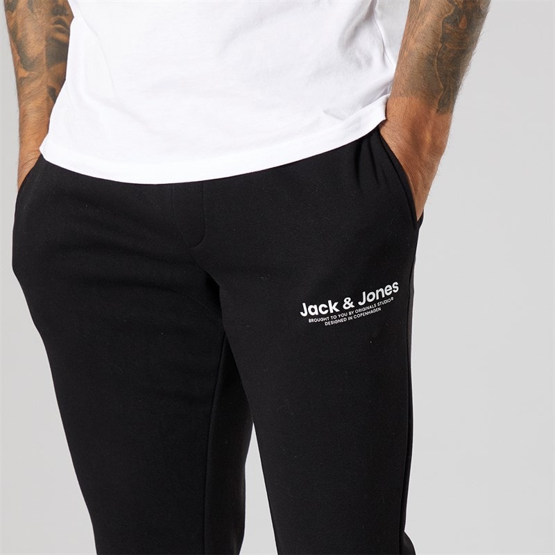 JACK & JONES Heren Vesterbro offene Saum Jogginghose Zwart/Wit - Afbeelding 3