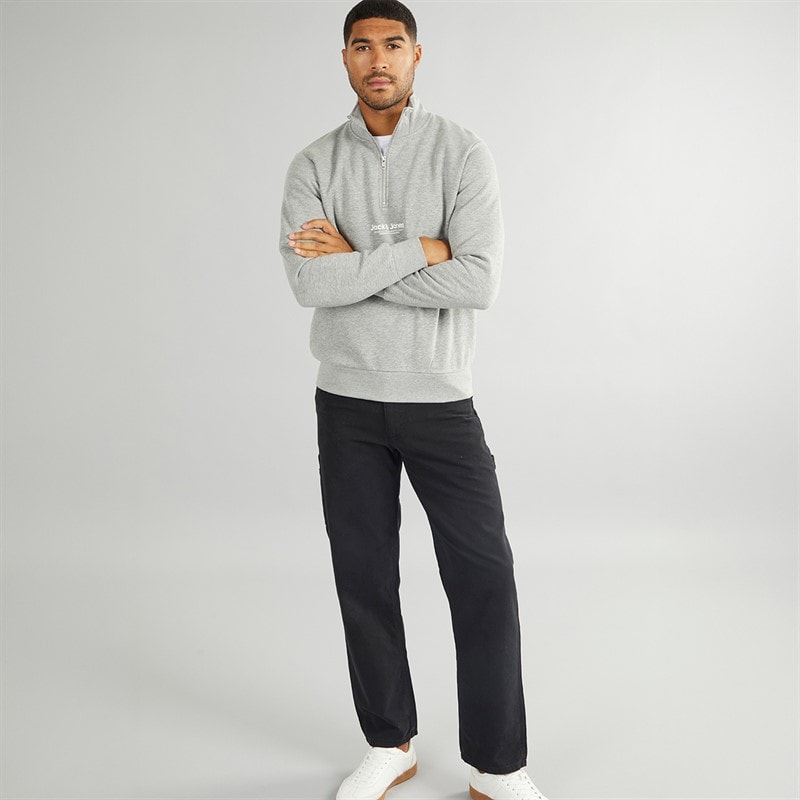 JACK & JONES Herren Vesterbro 1/4 Zip Sweatshirt Hell Grau Meliert/Schwarz - Bild 3