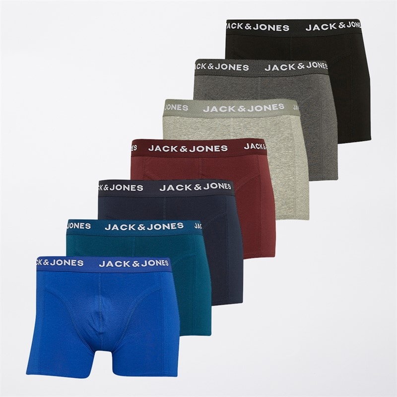 JACK & JONES Bokserki Matheo Solid 7-pak dla niego kolor Czarny/Navy Blazer/Dark Grey Melange/Surf The Web/Light Grey Melange/Poseidon/Port Royale – zdjęcie  1