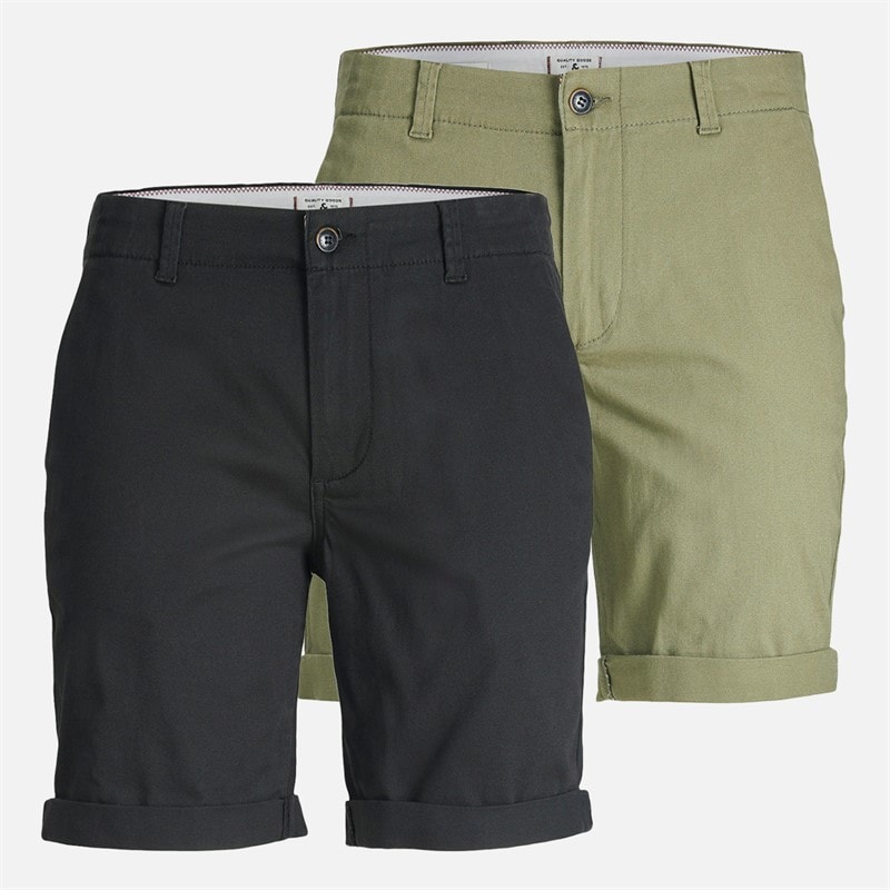 JACK & JONES Heren JJ Dave Set van 2 Chino Shorts Zwart / Diep Lichen Groen