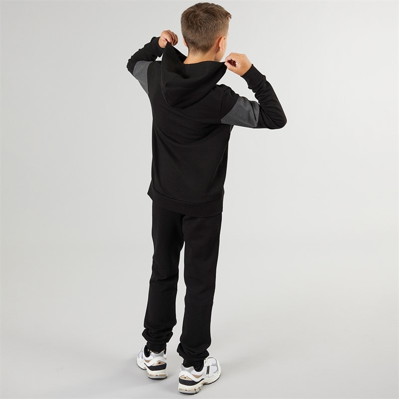 JACK & JONES Junge Lakewood Hoodie und Jogginghose Trainingsanzug Schwarz/Dunkelgrau Melange Panel - Bild 2