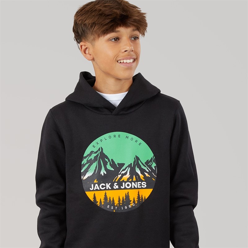 JACK & JONES bluza z kapturem dla chłopca kolor czarny – zdjęcie  3