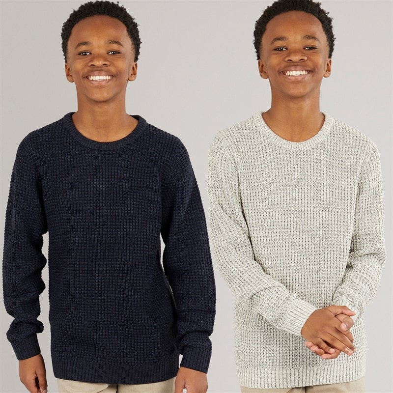 JACK & JONES Jongens Set van 2 Gebreide Truien met Ronde Hals Moonbean / Sky Captain
