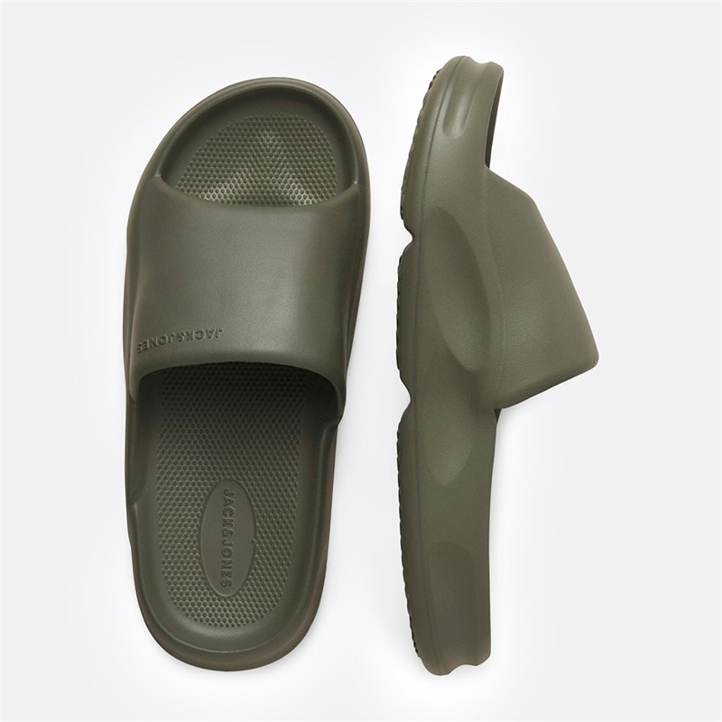 JACK & JONES Heren Vienna Gevormde Slippers Olive Night - Afbeelding 2