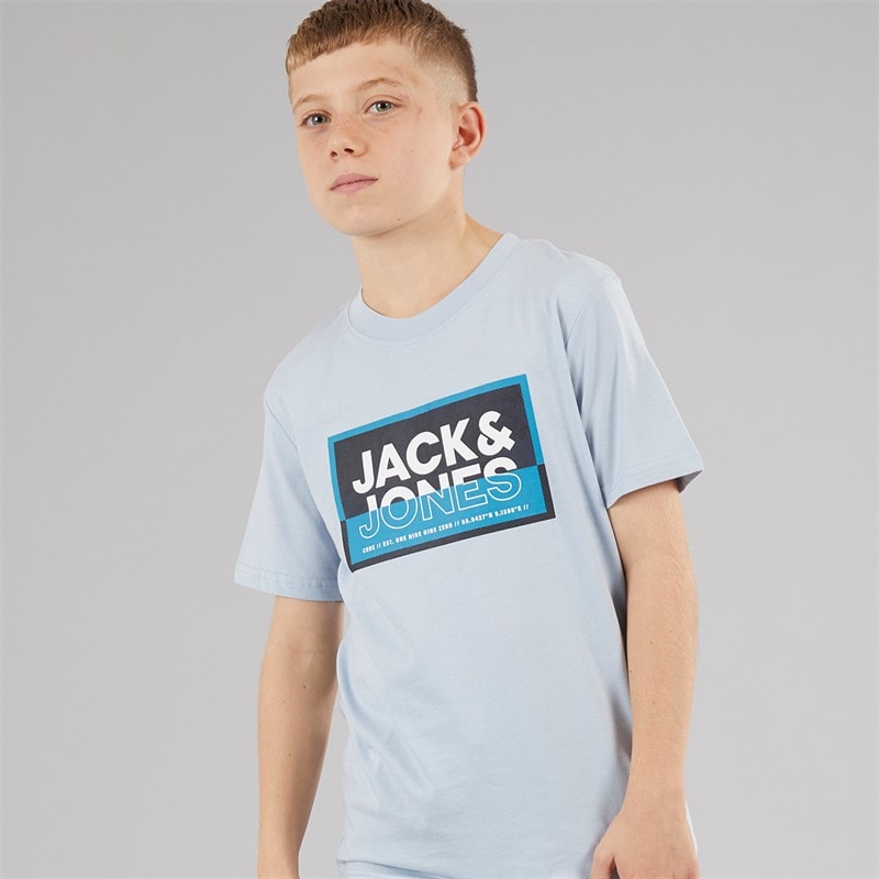 JACK & JONES Jongens Logan T-shirt Gedempt Blauw - Afbeelding 1