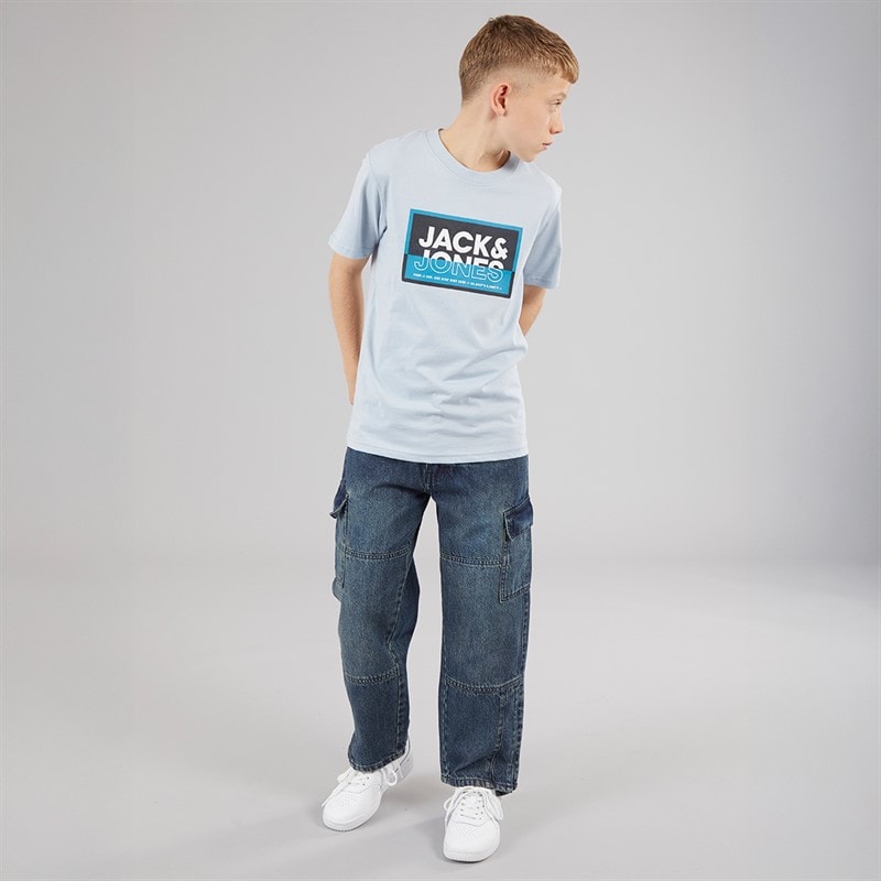 JACK & JONES Jongens Logan T-shirt Gedempt Blauw - Afbeelding 3