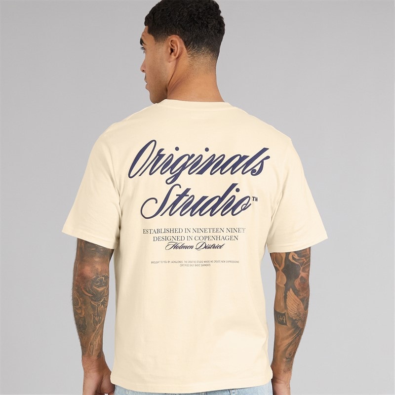 JACK & JONES T-shirt Homme Norrebro Typo Blanc Antique - Image 3