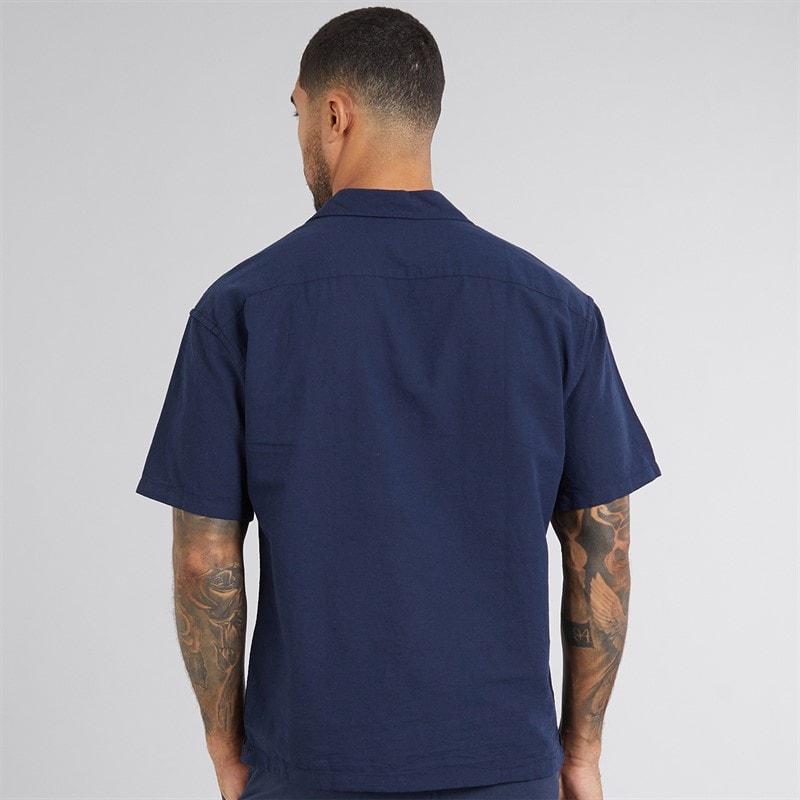 JACK & JONES Heren Zomer Resort Kort Ruit Shirt Navy Blazer - Afbeelding 2