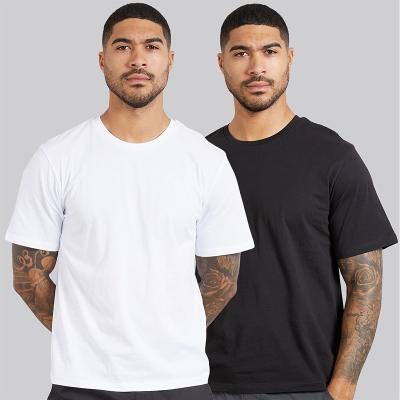JACK & JONES T-shirts imprimés Egon Homme, Lot de 2 Noir/Blanc - Image 2