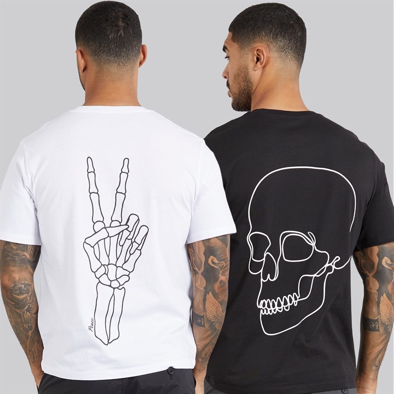 JACK & JONES T-shirts imprimés Egon Homme, Lot de 2 Noir/Blanc - Image 3