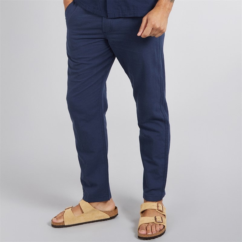 JACK & JONES Heren Kane Paros Linnenmix Broek Navy Blazer - Afbeelding 1