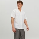 JACK & JONES Heren zomer resort shirt met korte mouw wit