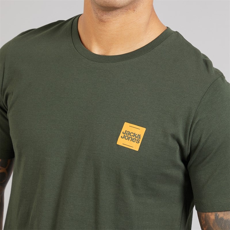 JACK & JONES Heren Brandy Vijf Pack T-shirts Zwart/Wit/Duffle Bag/Navy Blazer/Glazier Grey - Afbeelding 5