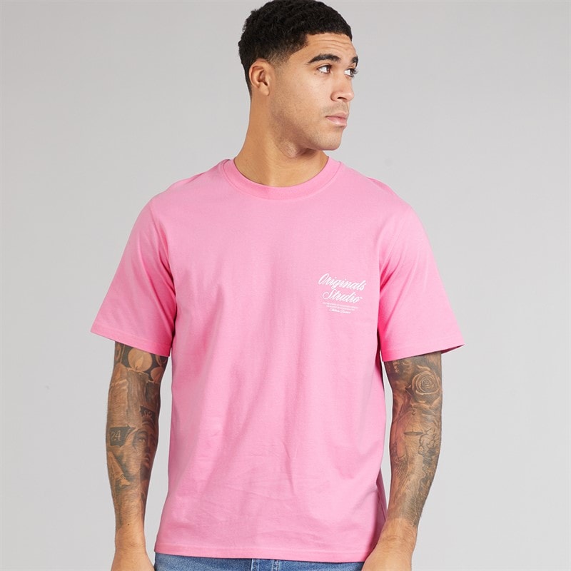 JACK & JONES Heren Norrebro Typo T-shirt Prism Roze - Afbeelding 2
