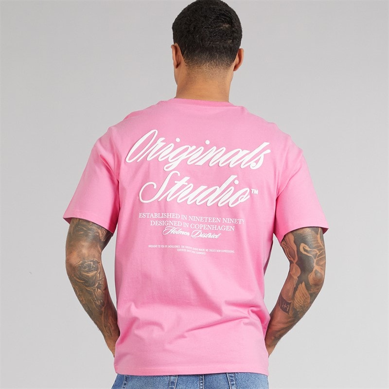 JACK & JONES Heren Norrebro Typo T-shirt Prism Roze - Afbeelding 3