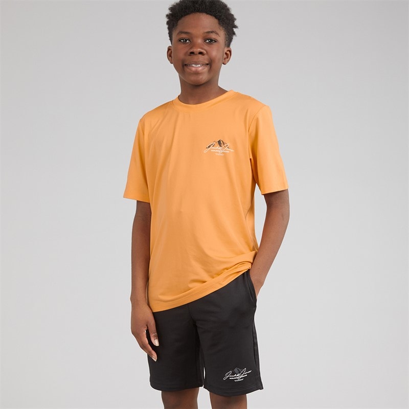 JACK & JONES Jongens Mountain Tech T-shirt En Shorts Set Peach Cobbler - Afbeelding 1