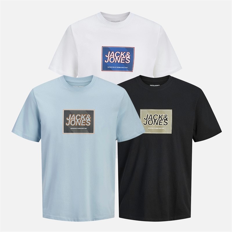 JACK & JONES Jongens Regen Drie Pack T Shirts Zwart - Afbeelding 1
