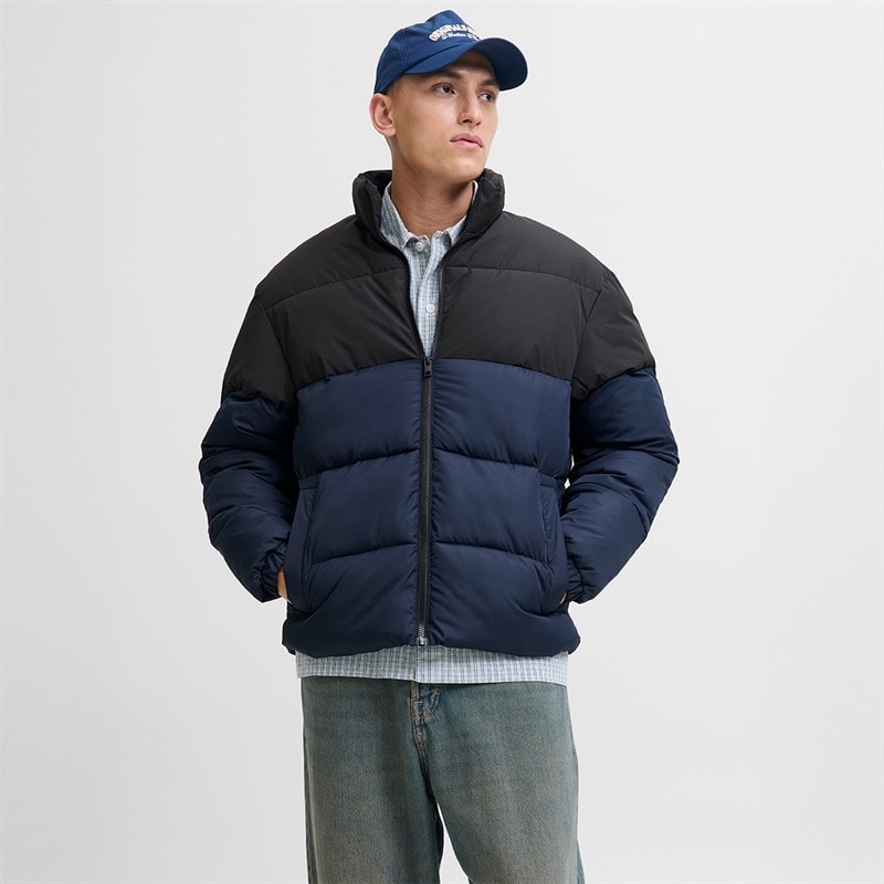 JACK & JONES Heren Maze Puffer Kraag Jas Sky Captain - Afbeelding 1