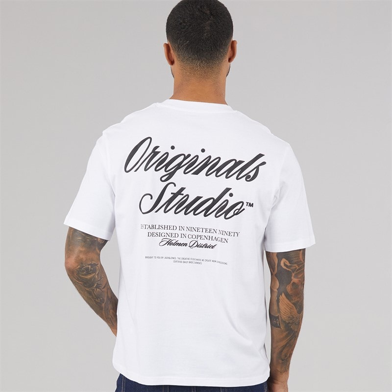 JACK & JONES Heren Norrebro T-shirt Bright White - Afbeelding 3
