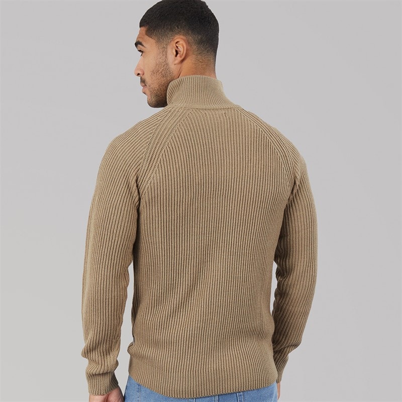 JACK & JONES Herren Pullover mit Zopfmuster und 1/2 Reißverschluss Crockery - Bild 2