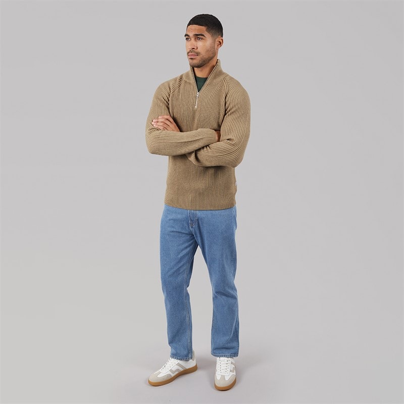 JACK & JONES Herren Pullover mit Zopfmuster und 1/2 Reißverschluss Crockery - Bild 4
