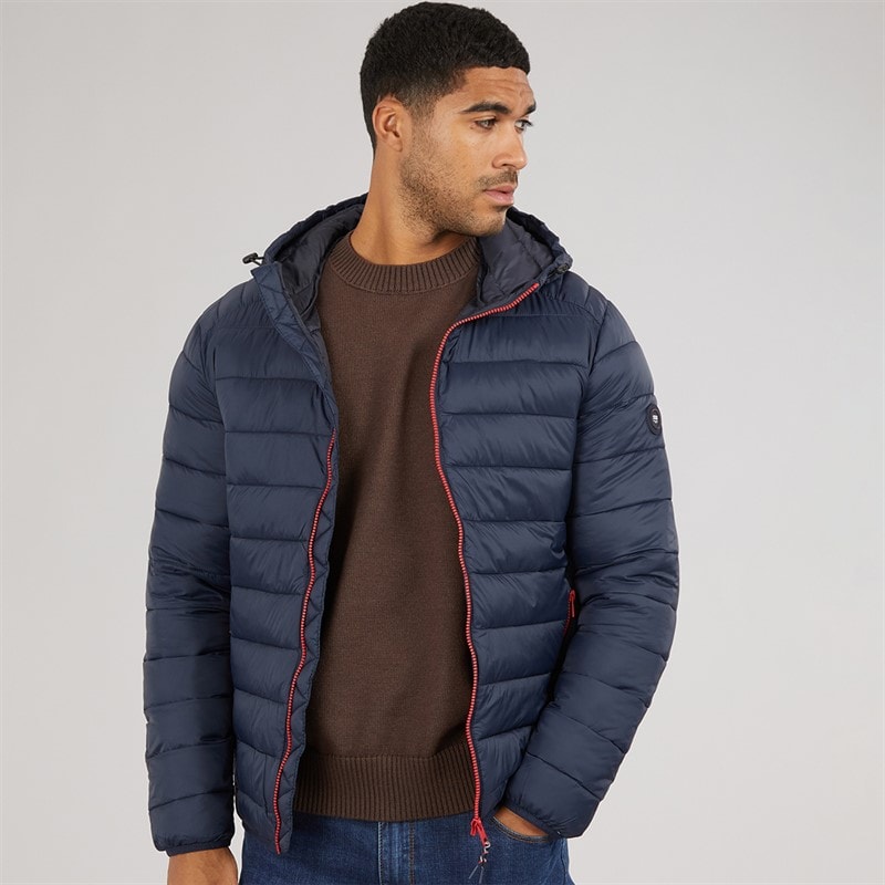 JACK & JONES Bradley kurtka puchowa z kapturem dla niego kolor Sky Captain – zdjęcie  1