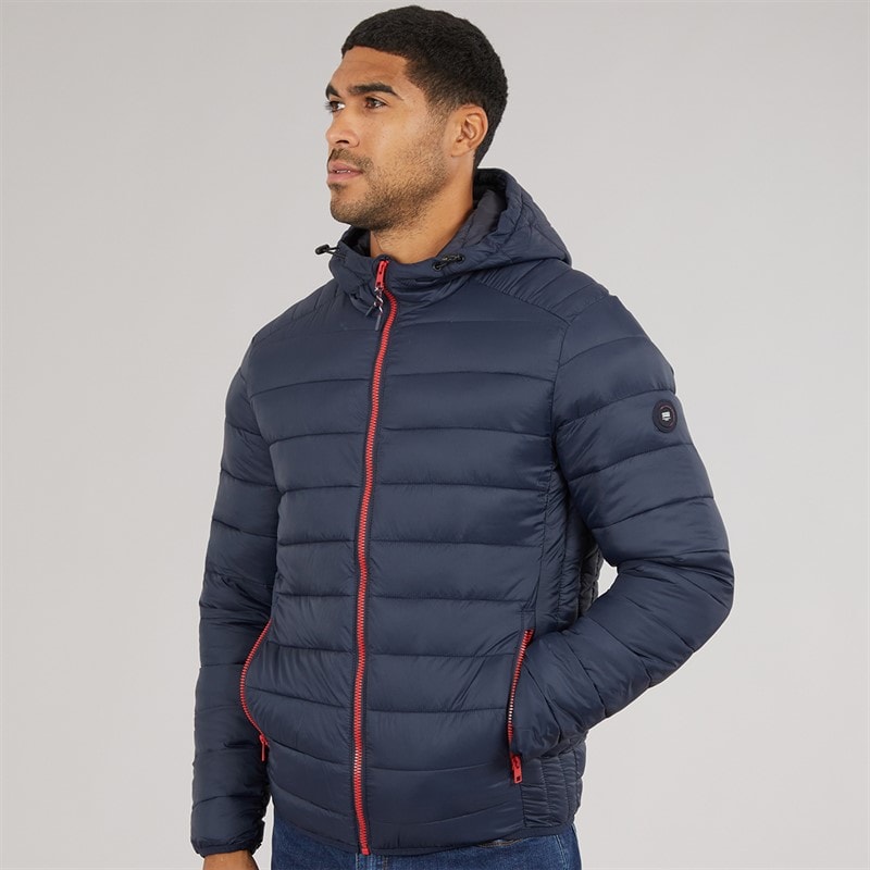 JACK & JONES Bradley kurtka puchowa z kapturem dla niego kolor Sky Captain – zdjęcie  3