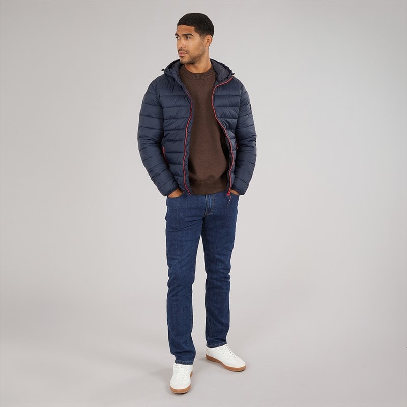 JACK & JONES Bradley kurtka puchowa z kapturem dla niego kolor Sky Captain – zdjęcie  4