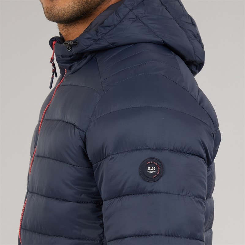 JACK & JONES Bradley kurtka puchowa z kapturem dla niego kolor Sky Captain – zdjęcie  5