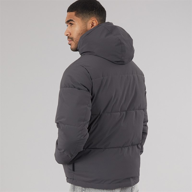 JACK & JONES Surface kurtka puchowa z kapturem dla niego kolor Asphalt – zdjęcie  2