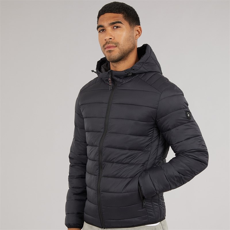JACK & JONES Heren Bradley Capuchon Puffer Jas Zwart - Afbeelding 3