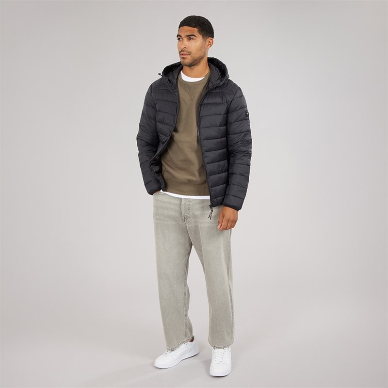JACK & JONES Heren Bradley Capuchon Puffer Jas Zwart - Afbeelding 4