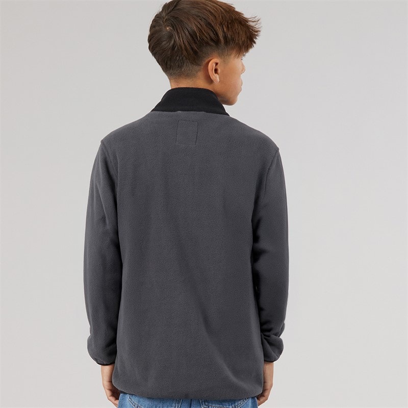 JACK & JONES Jongens Vlam Volledige Rits Fleece Asphalt Blocking - Afbeelding 2