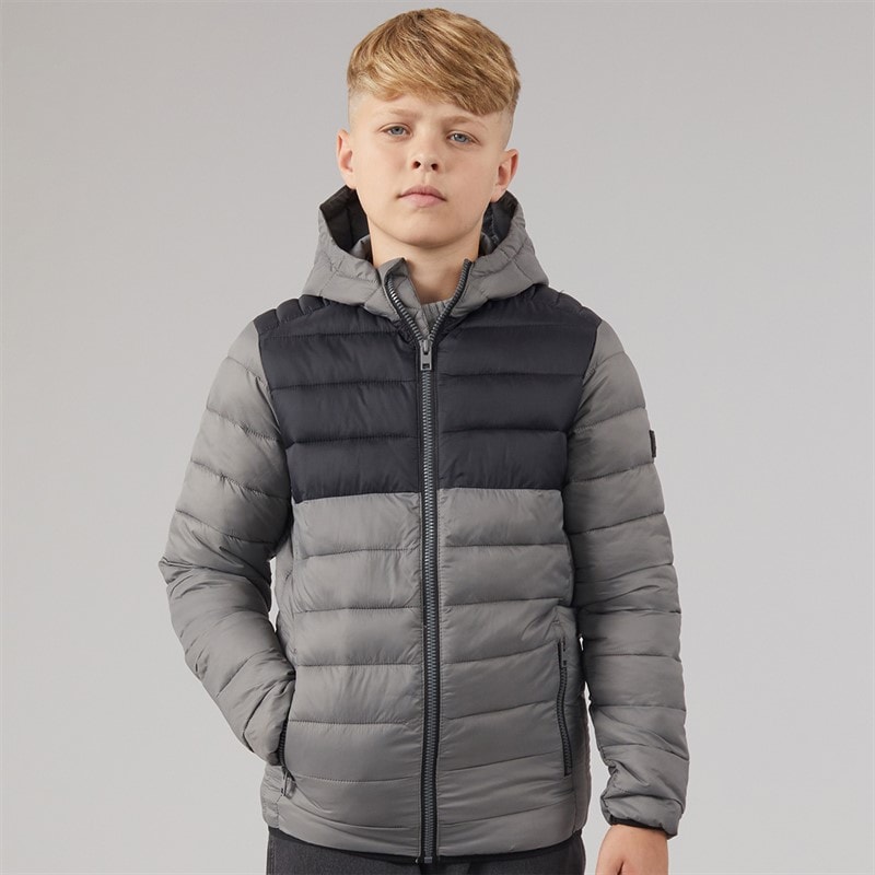JACK & JONES Jongens Bradley Licht Puffer Jas Castlerock/Zwart - Afbeelding 3