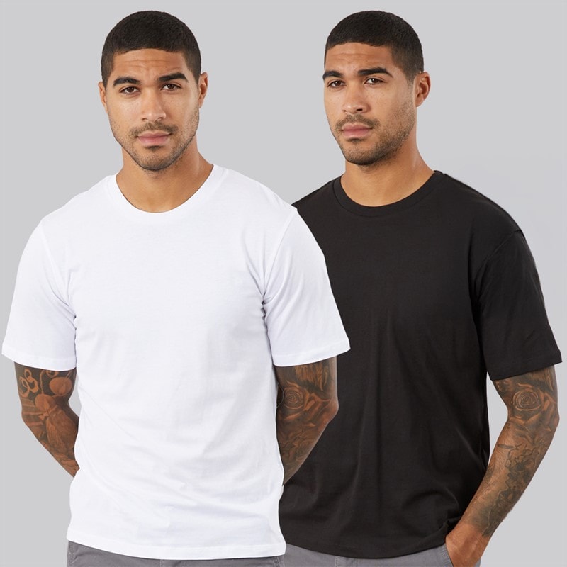 JACK & JONES Heren Carlo Print Set van 2 T-Shirts /Zwart Wit - Afbeelding 2